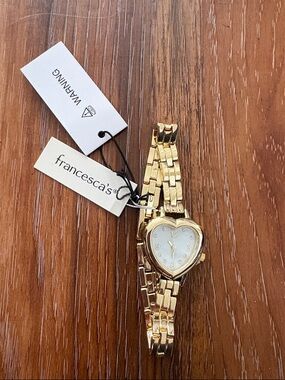 Francesca's Collections Gold Heart Face Bracelet Watch